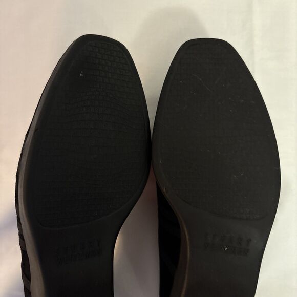 Stuart Weitzman Womens Black Suede Wedge Loafer Old Money Luxurious Latex sz 7.5 - Picture 3 of 16